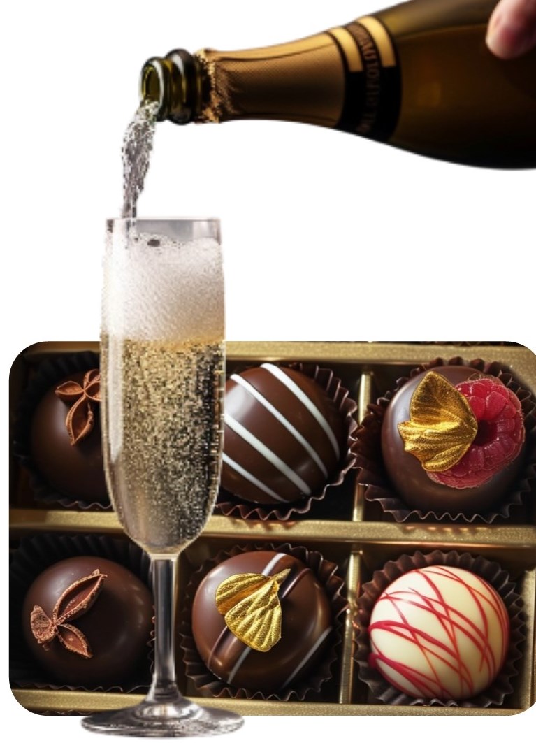 Local Kentish sparkling wine and handmade chocolates
